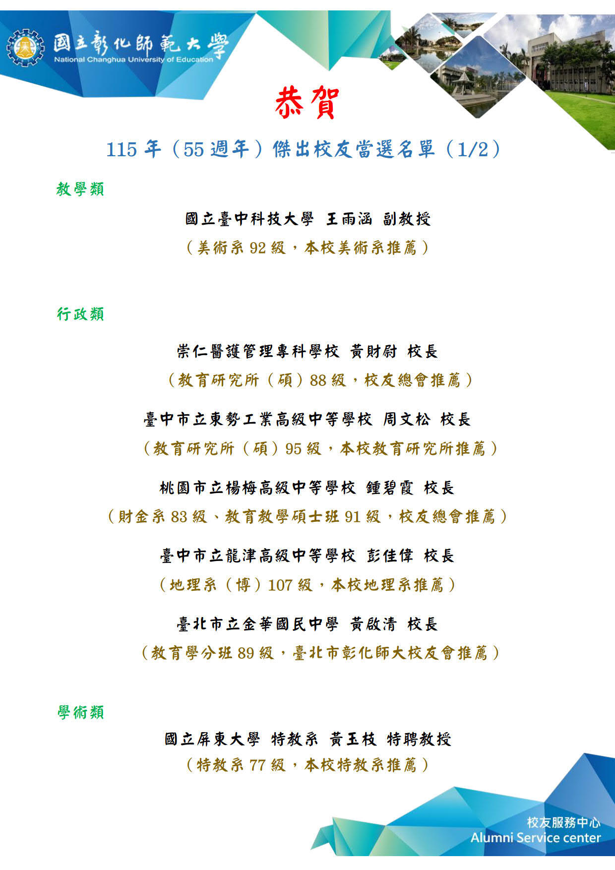 115年傑出校友公告名單1